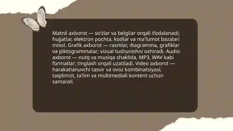 Axborotning turlari va xususiyatlari 4