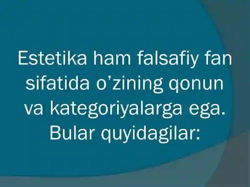 Estetikaning asosiy mezoniy tushunchalari 4