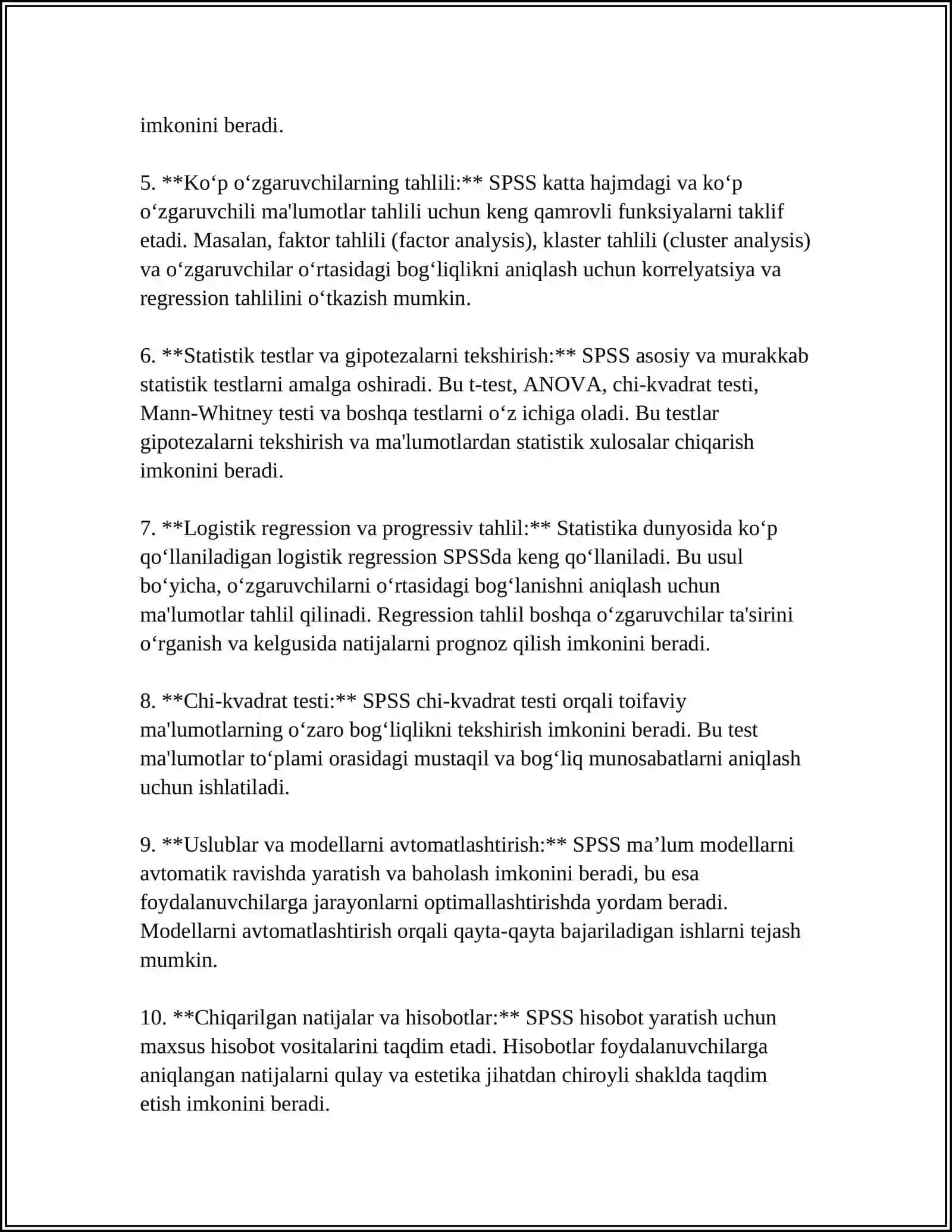 SPSS DASTURI HAQIDA UMUMIY TUSHUNCHA 4