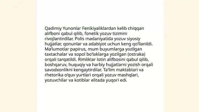 Qadimgi Sharq va G'arbda savodxonlik va axborot almashinuvi 4