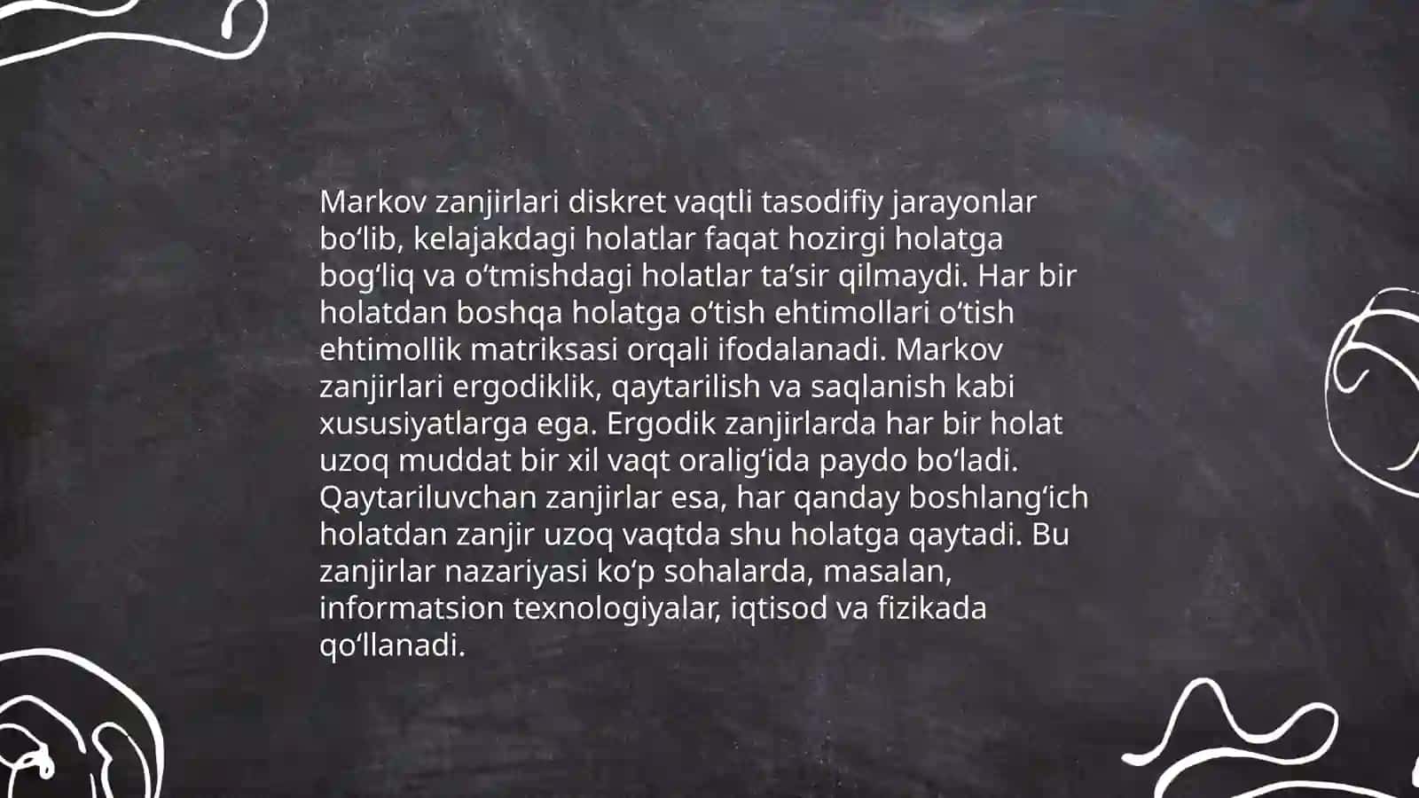 Markov zanjirlarining nazariy asoslari 4