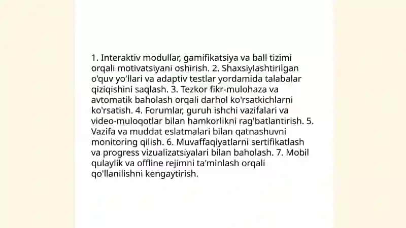 Masofaviy kurslar va avtomatlashtirilgan platformalar 4