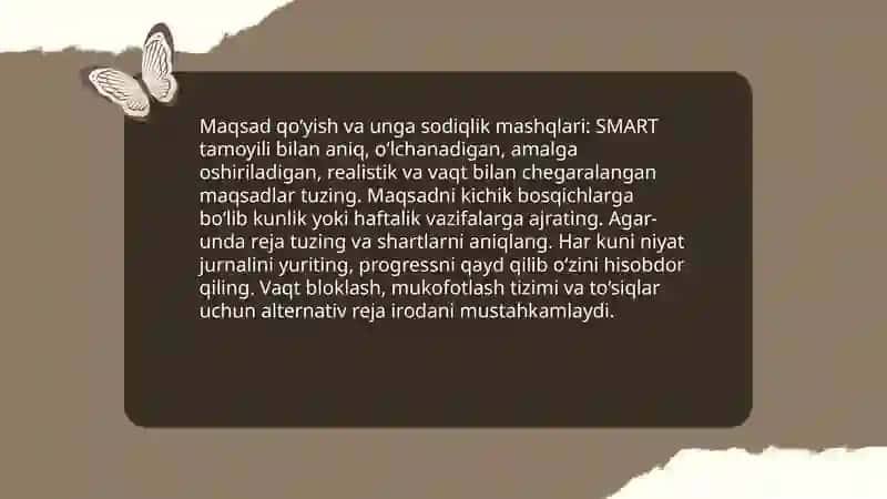 Iroda va irodani mustahkamlovchi psixologik mashĝulotlar 4