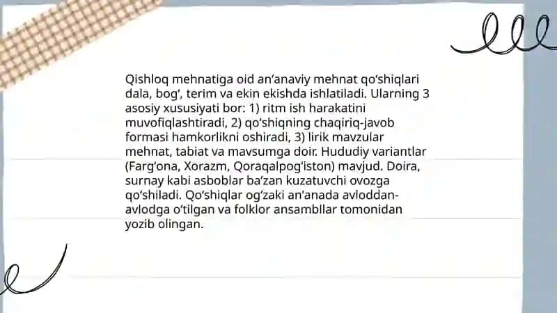 Mehnat qoʻshiqlari 4
