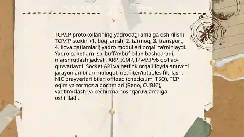 UNIX tarmog'ining OS yadrosi. UNIXga o'xshash OS bilan tarmoqni boshqarish va boshqarish 4
