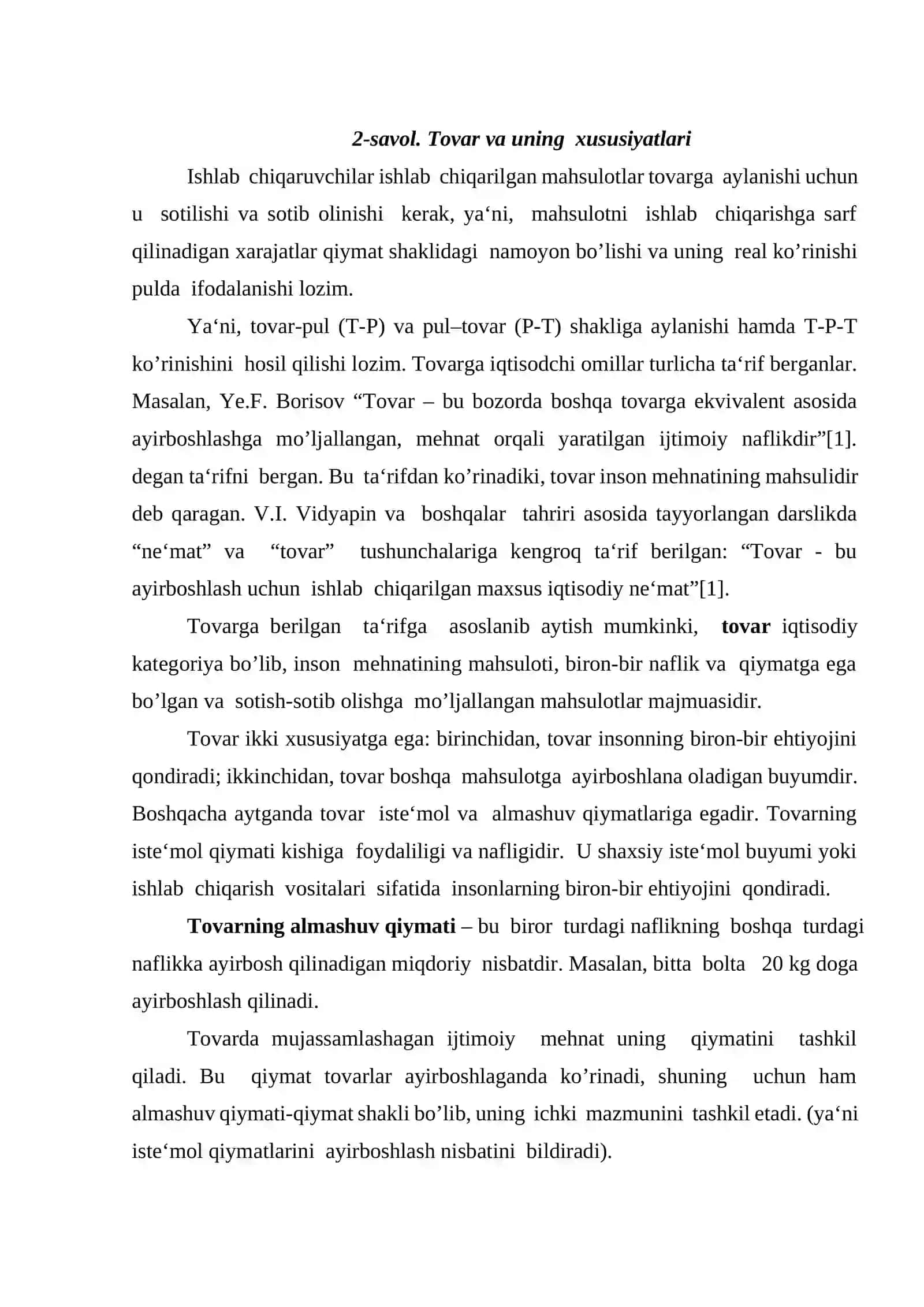 Tovar - Pul Munosabatlari Rivojlanishi 4