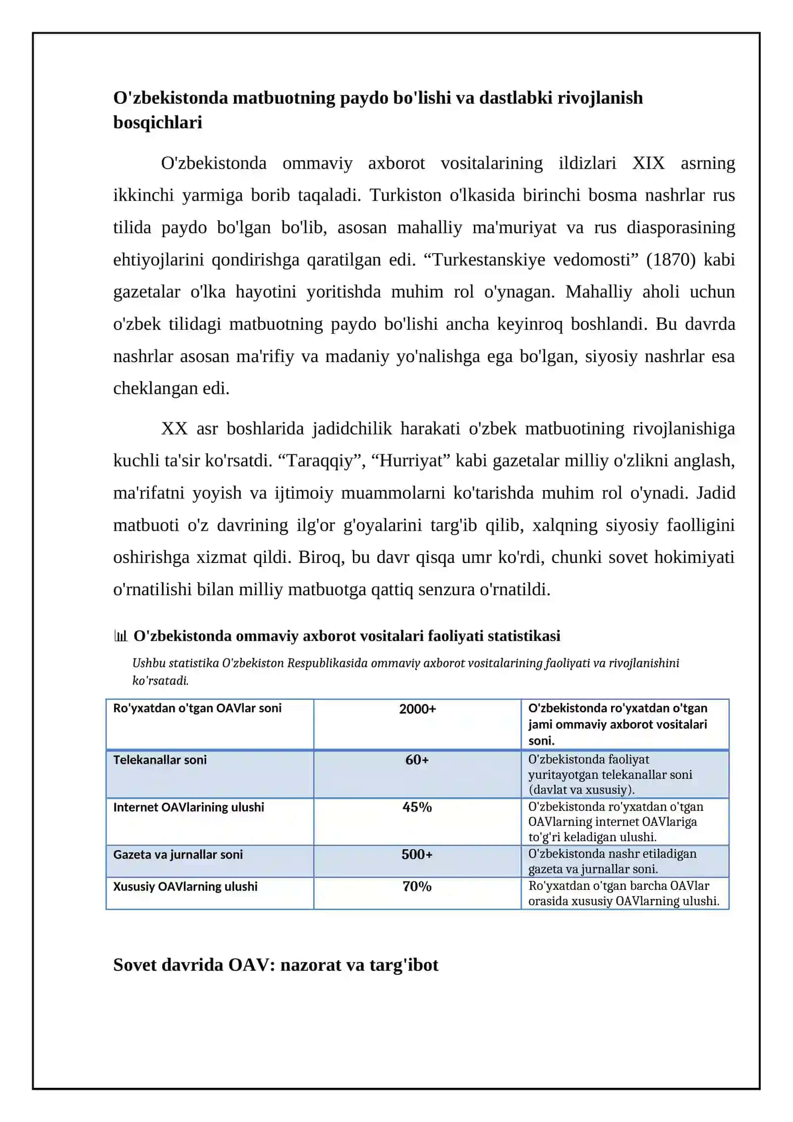 Ommaviy axborot vositalari (OAV) har qanday demokratik jamiyatning ajralmas qismi 4