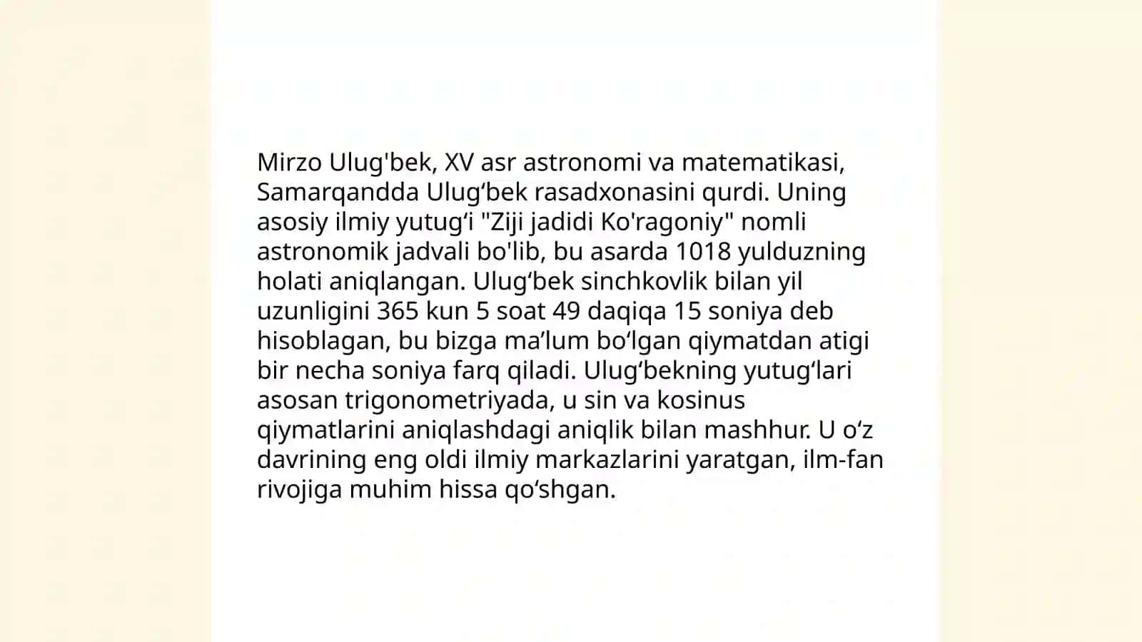 Mirzo Ulug'bekning ilmiy yutuqlari 4