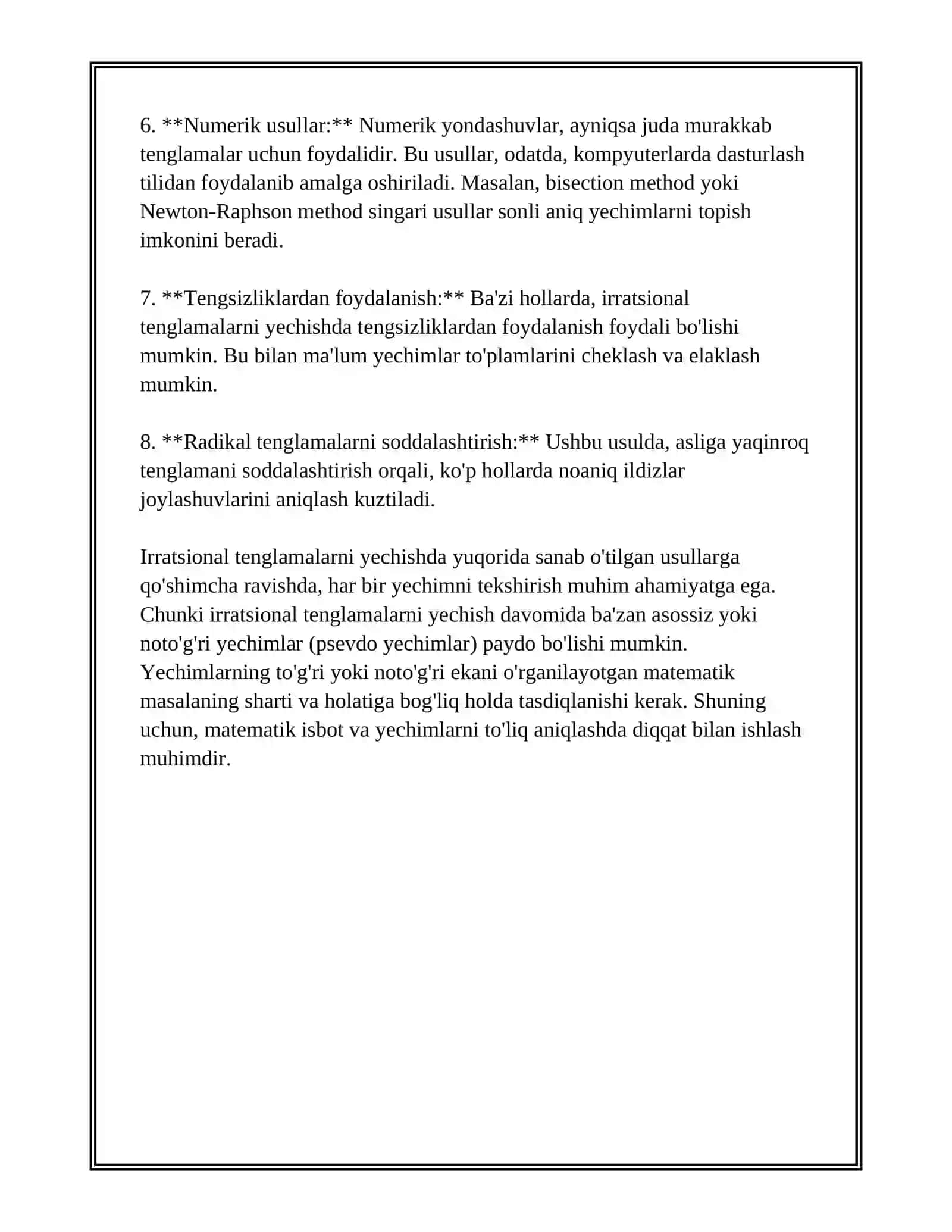 IRROTSIONAL TENGLAMA VA TENGSIZLIKLAR 4