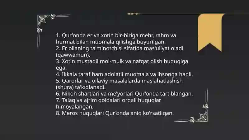 Qur'on -islom dinining muqaddas kitobida oila va ayollarga munosabat 4
