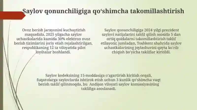 Saylov qonunchiligini yanada takomillashtirish 4