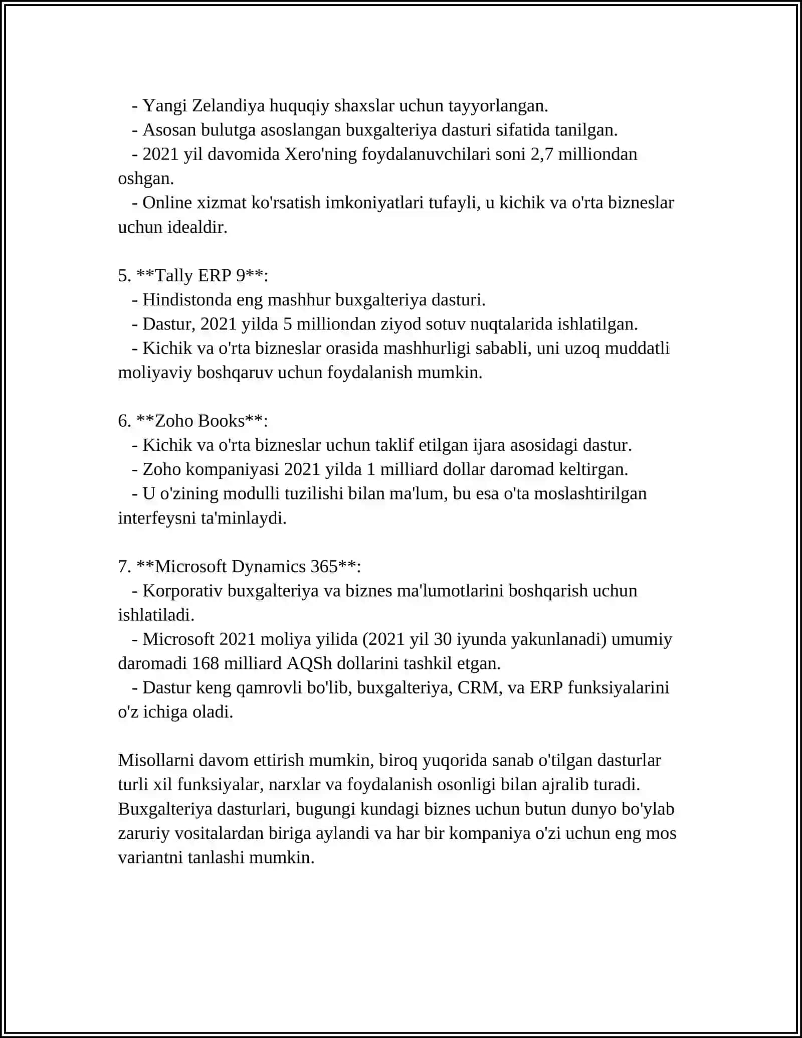 IQTISODIYOTDA QO’LANILADIGAN AMALIY DASTURIY MAXSULOTLAR 4