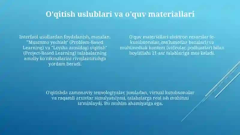 Xorijdakutubxonashunosliksohasinioʻqitishdafanlarblokitahlilimavzu 4