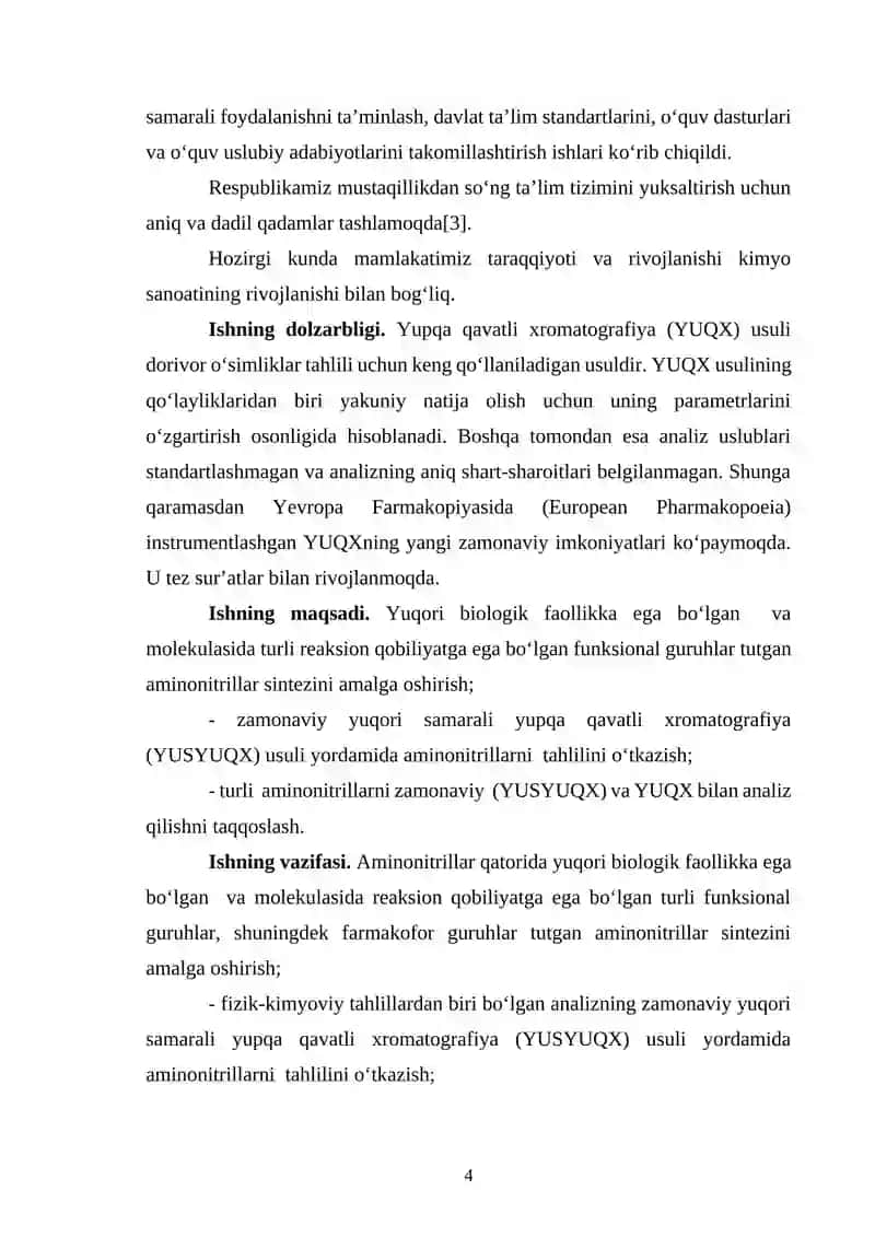 Ba’zi bir -aminonitrillarni xromatografik tadqiq qilish 4