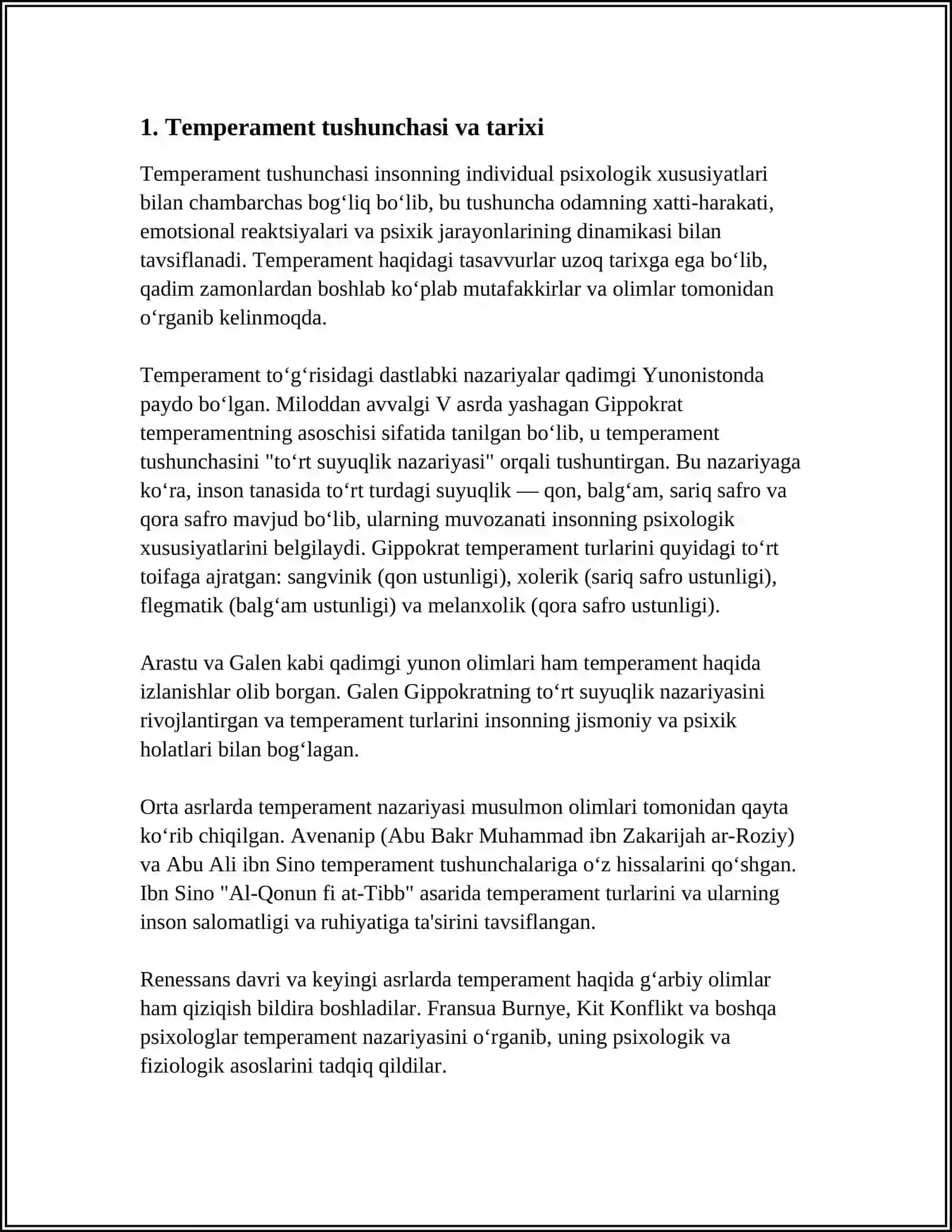 SHAXSNING INDIVIDUAL PSIXOLOGIK XUSUSIYATLARI. TEMPERAMENT 4
