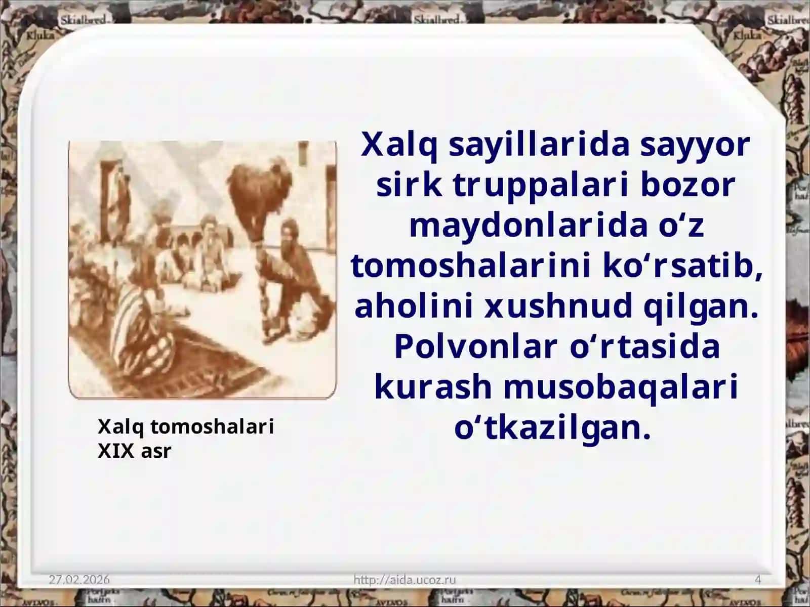 XVI-XIXasrlarda O‘rta Osiyo aholisining madaniy hayoti 4