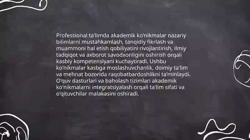 Akademik ko'nikmalarning professional ta'limi 4