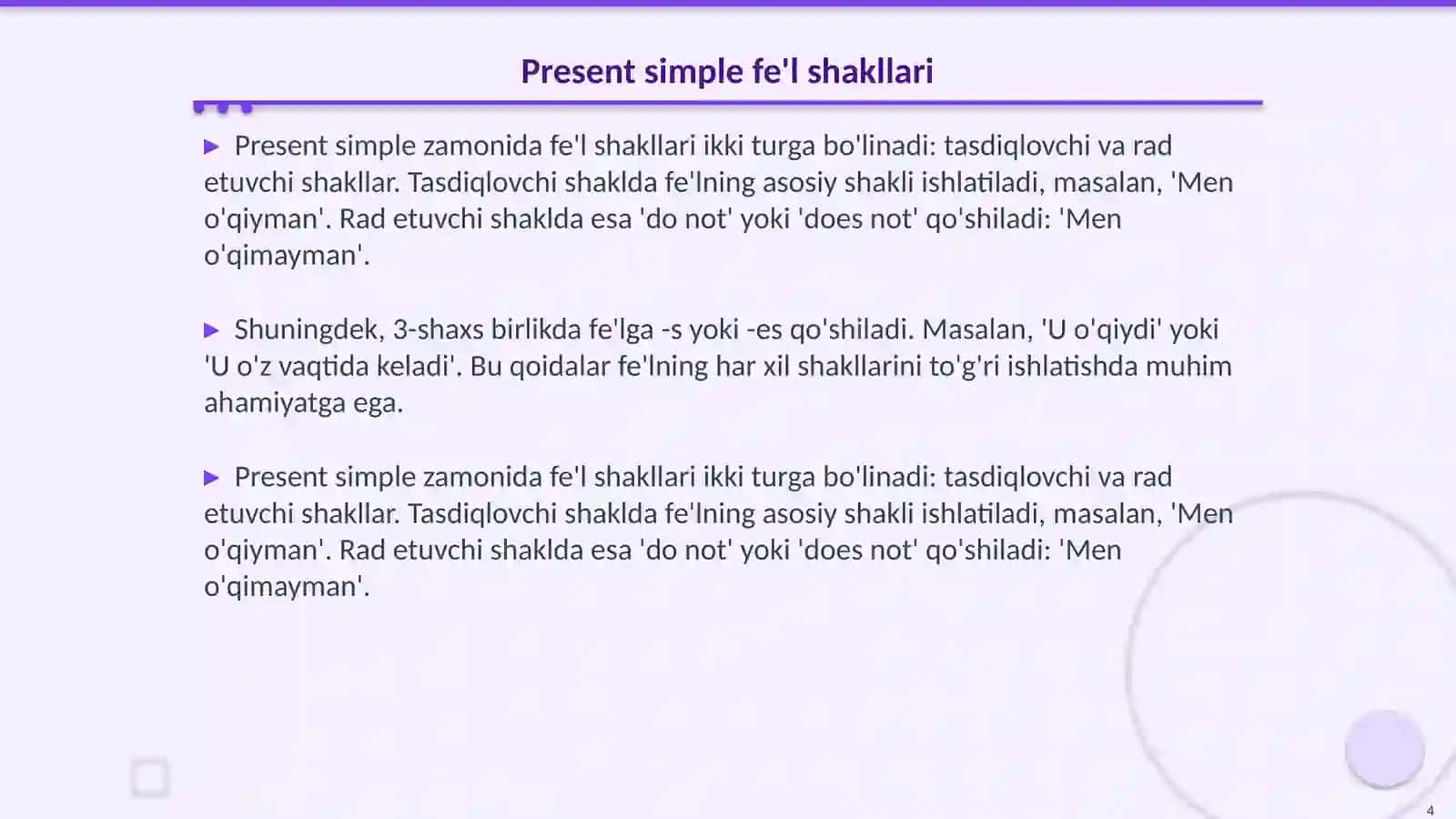 Present simple 4