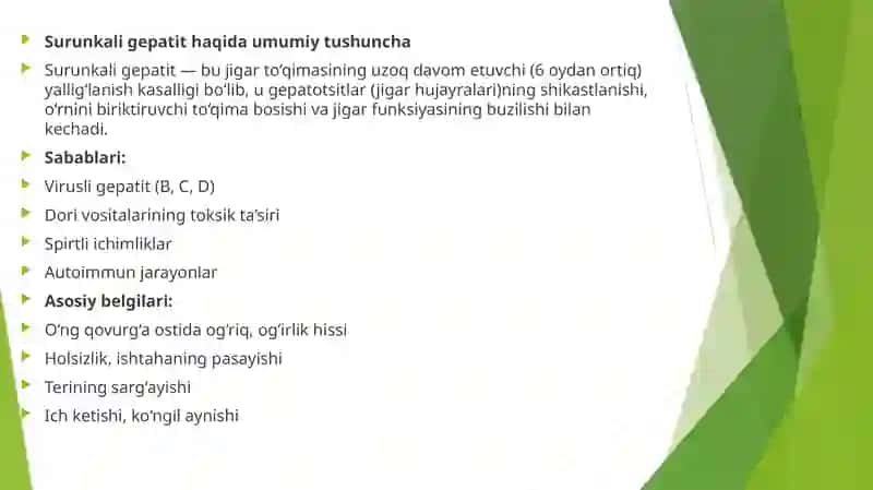 Surunkali gepatitlar va xolesistitlarda yog‘lar hazmlanishining buzilishi 4