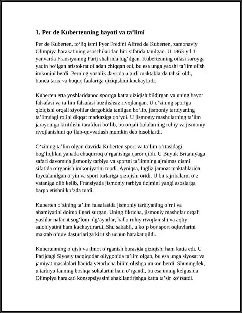 PER DE KUBERTEN - ZAMONAVIY OLIMPIYA HARAKATINING ASOSCHISI 4