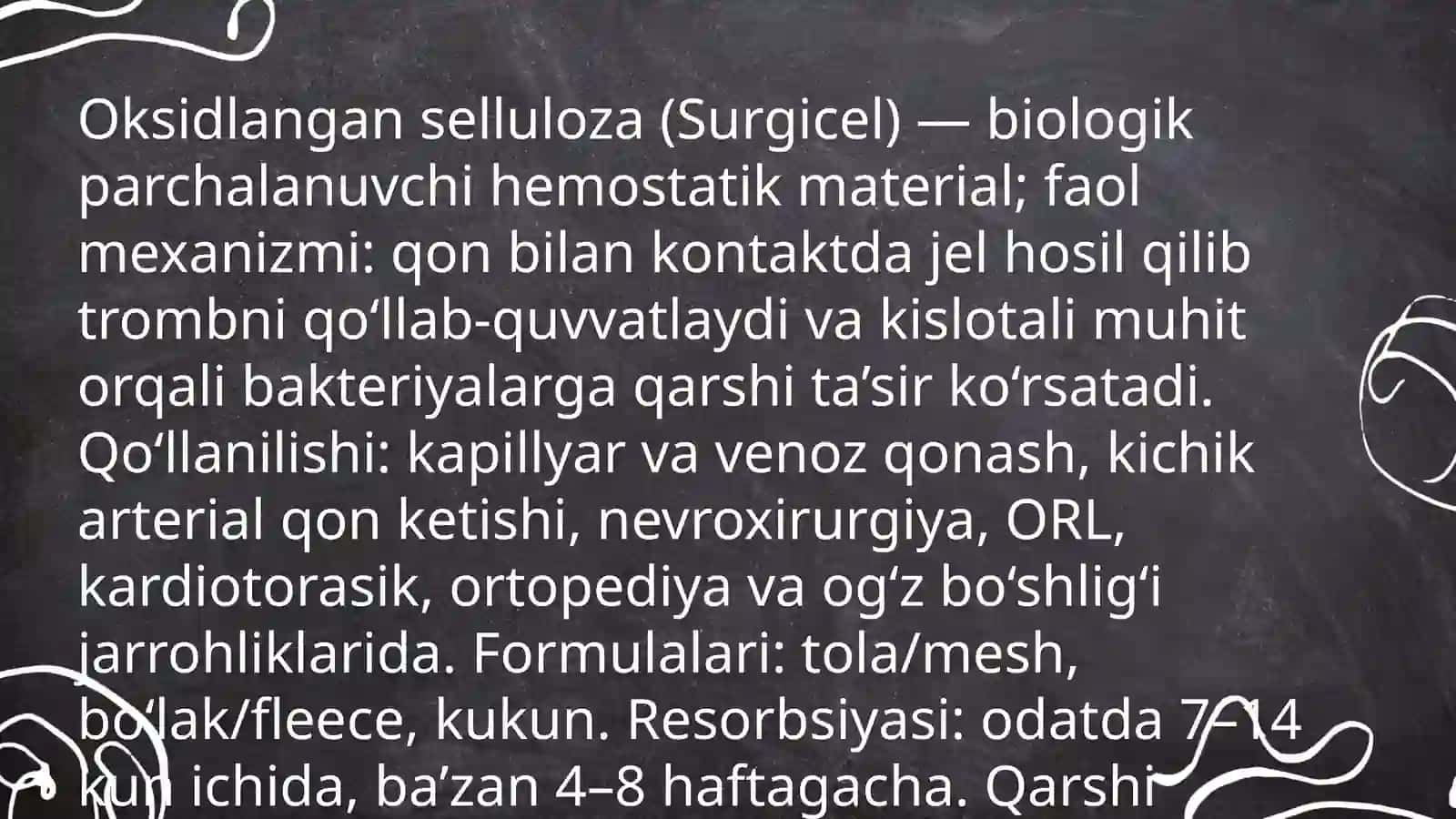 Mahalliy gemostaz uchun zamonaviy dori vositalar 4