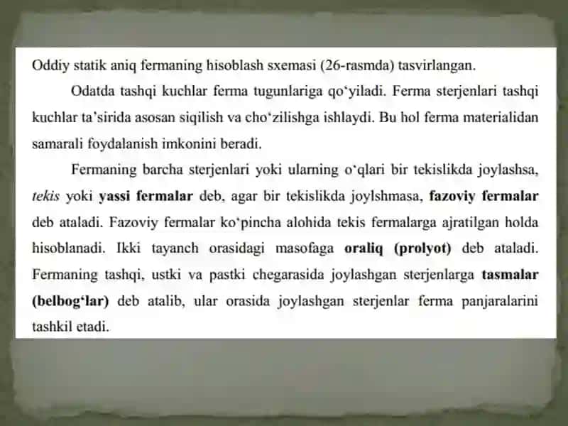 Fermalarni qo'zg'almas yuk tasiri ga hisoblash 4