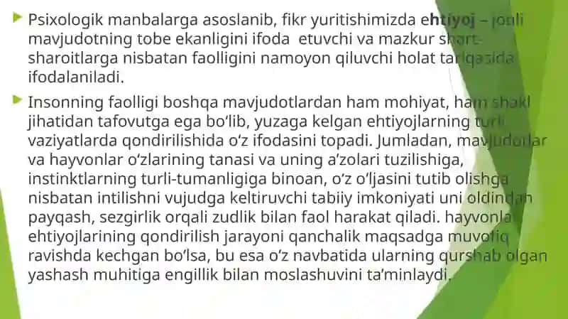 EHTIYOJ VA QIZIQISHLARNING PSIXOLOGIK TASNIFI 4