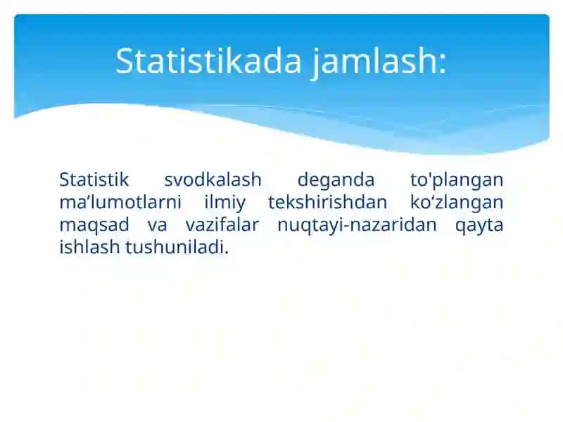STATISTIK JAMLASH VA GURUHLASH, STATISTIK JADVAL VA GRAFIKLAR 4