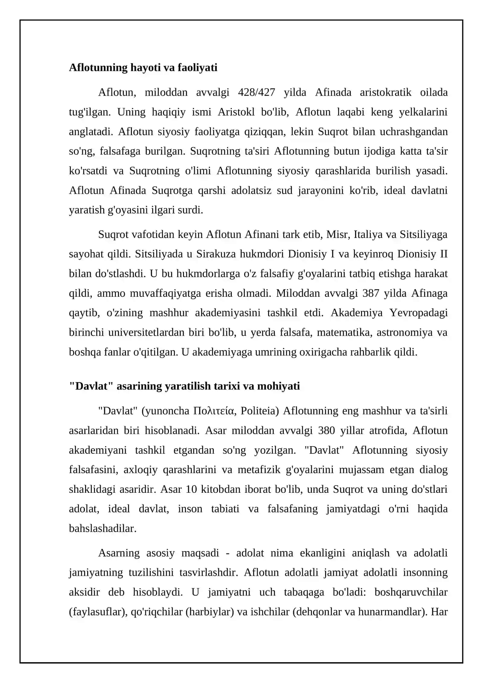 Aflotun va uning "Davlat" asari 4