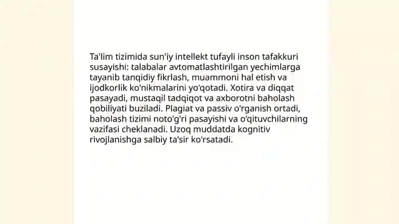 Su'niy intelikning inson intilikdiga taxtidi 4