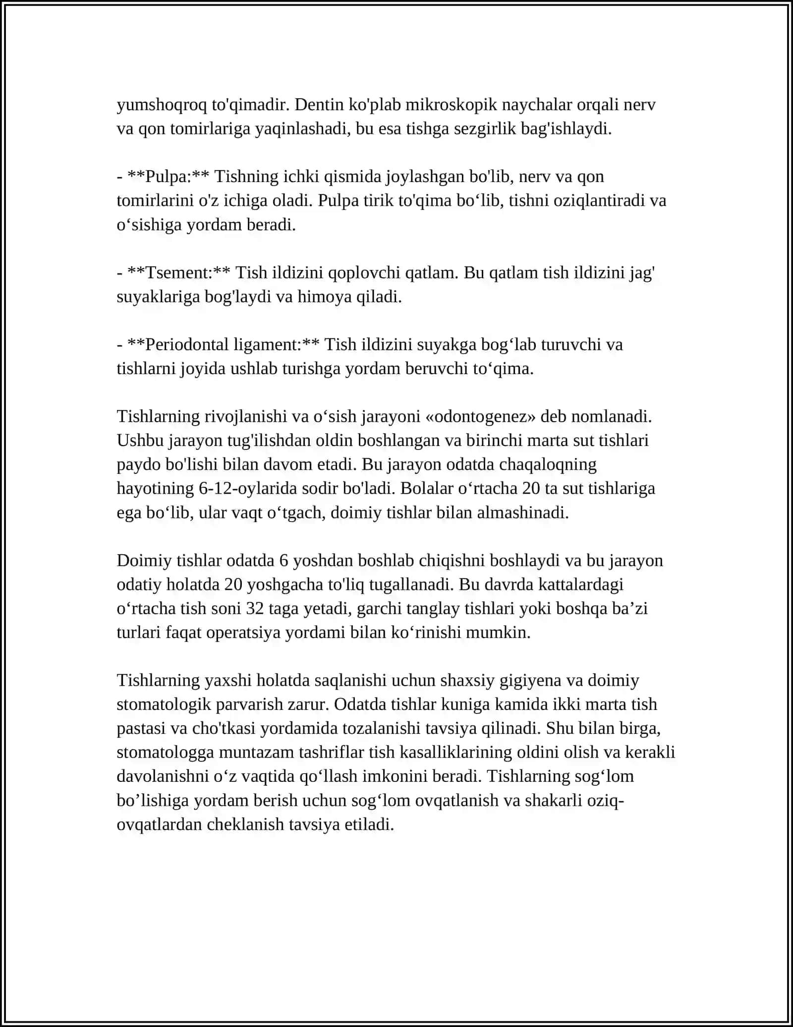 Tishlarning tuzilishi 4