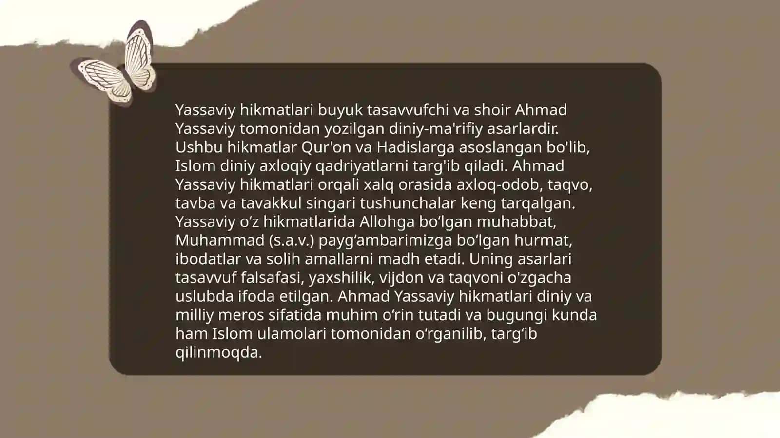 Hojat Ahmad Yassaviy hikmatlari tahlili 4