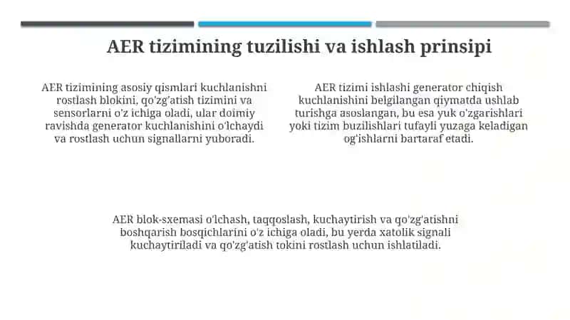 Sinxron generatorlarda qoʼzgʼatishni avtomatik rostlash 4