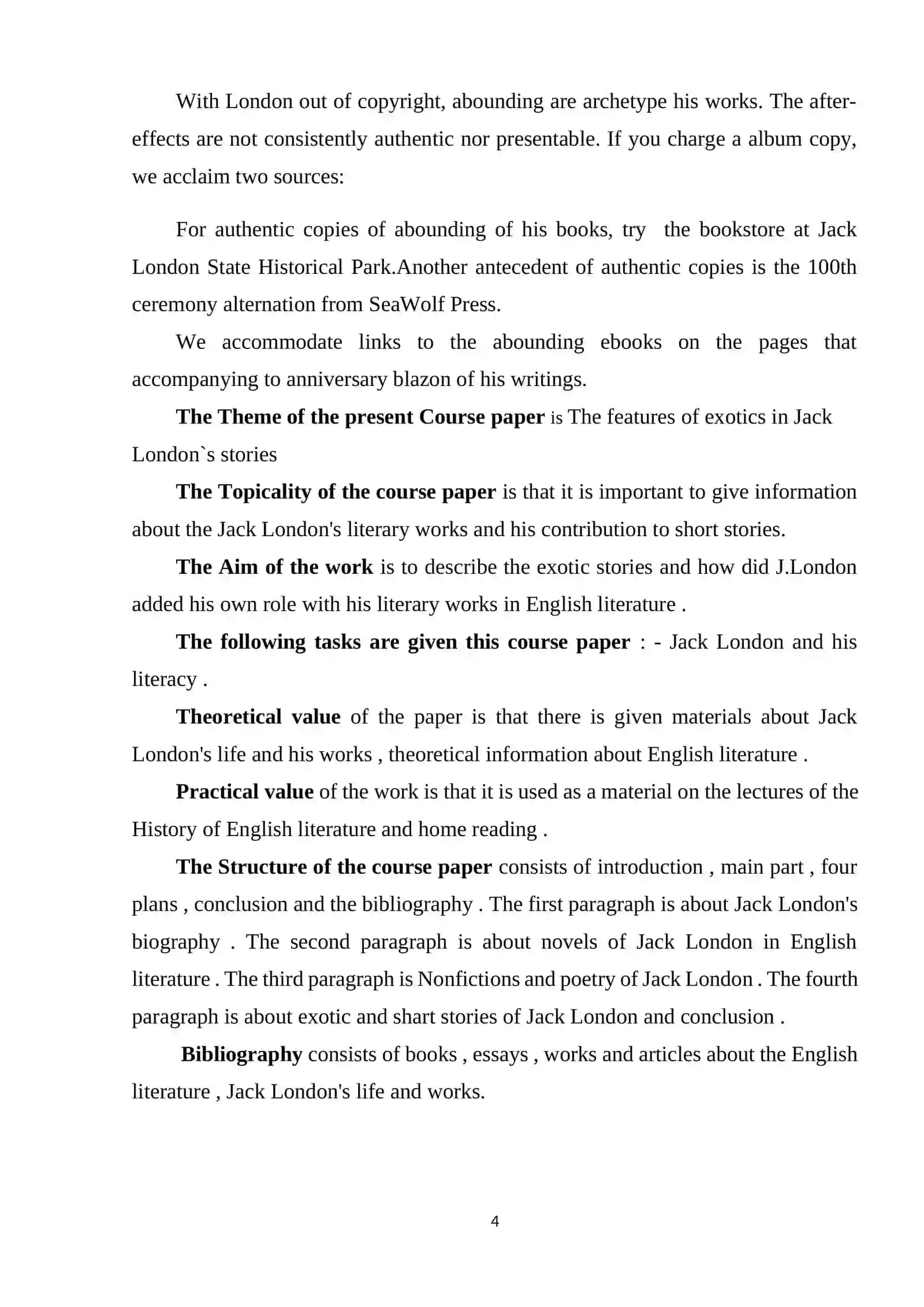 Exotic features in Jack London`s stories 4
