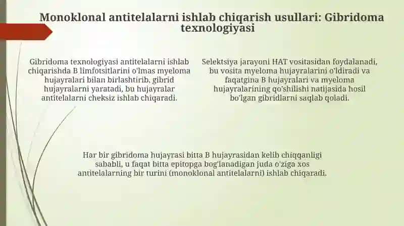 Monoklonal antitelalar olish 4