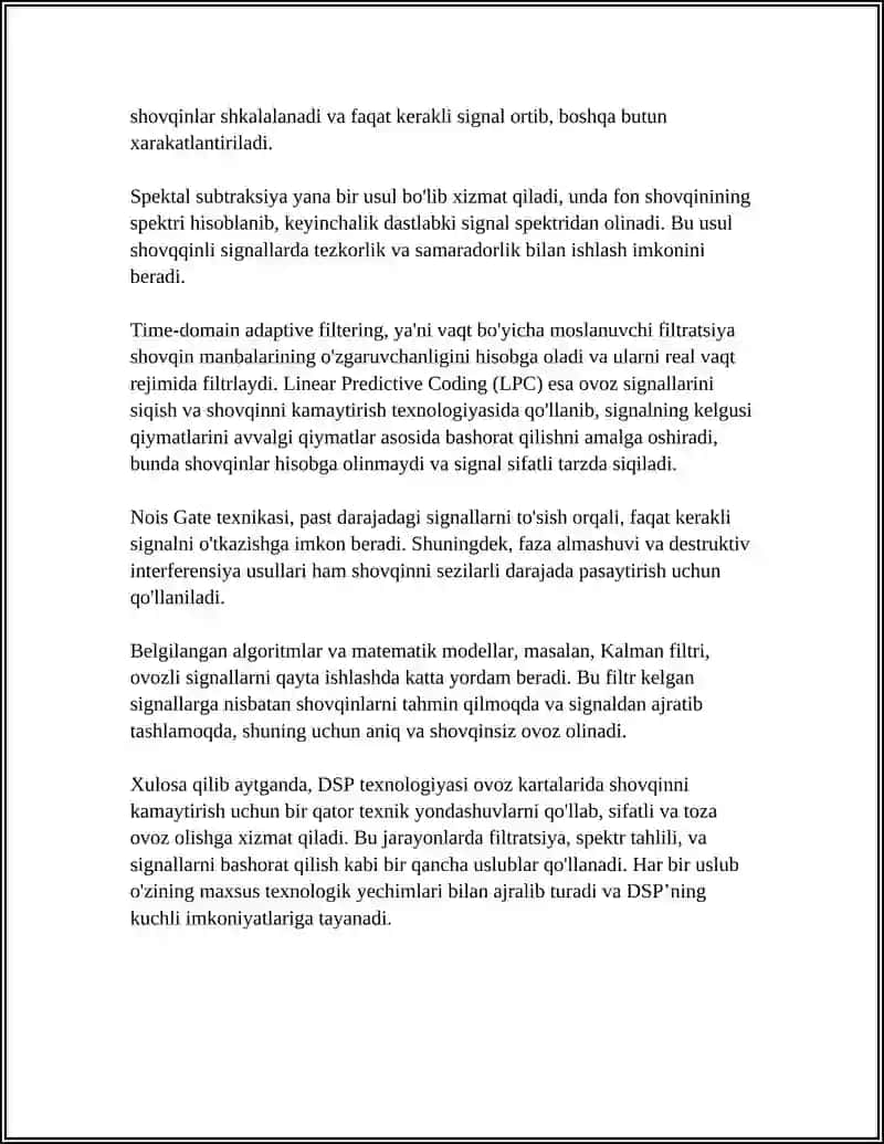 Ovoz kartalarida DSP’larning shovqinni kamaytirish usullari 4