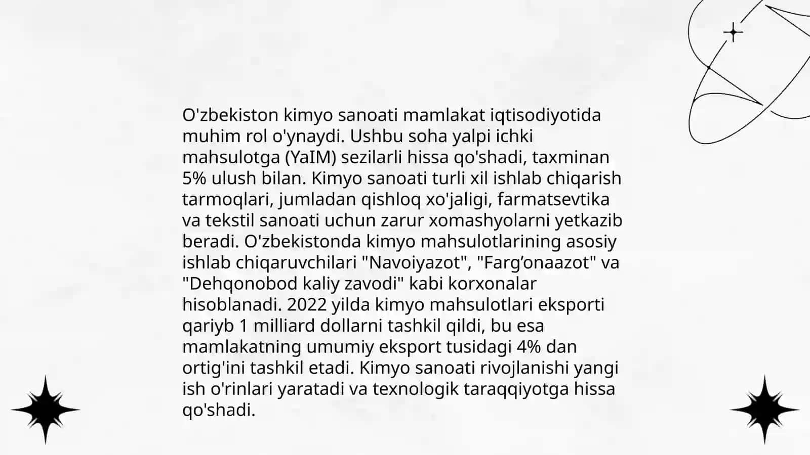 O'zbekistonda kimyo sanoatining o'ziga xosligi 4