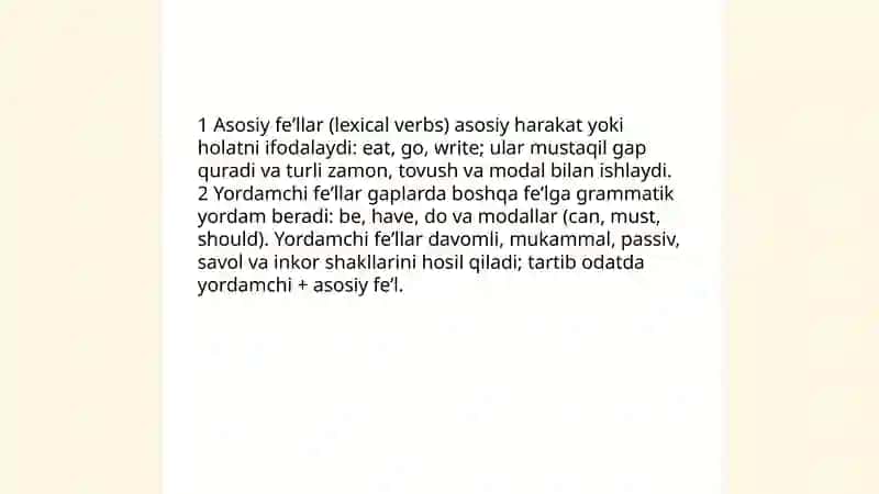 Ingliz tilida feʼl soʻz turkumi 4