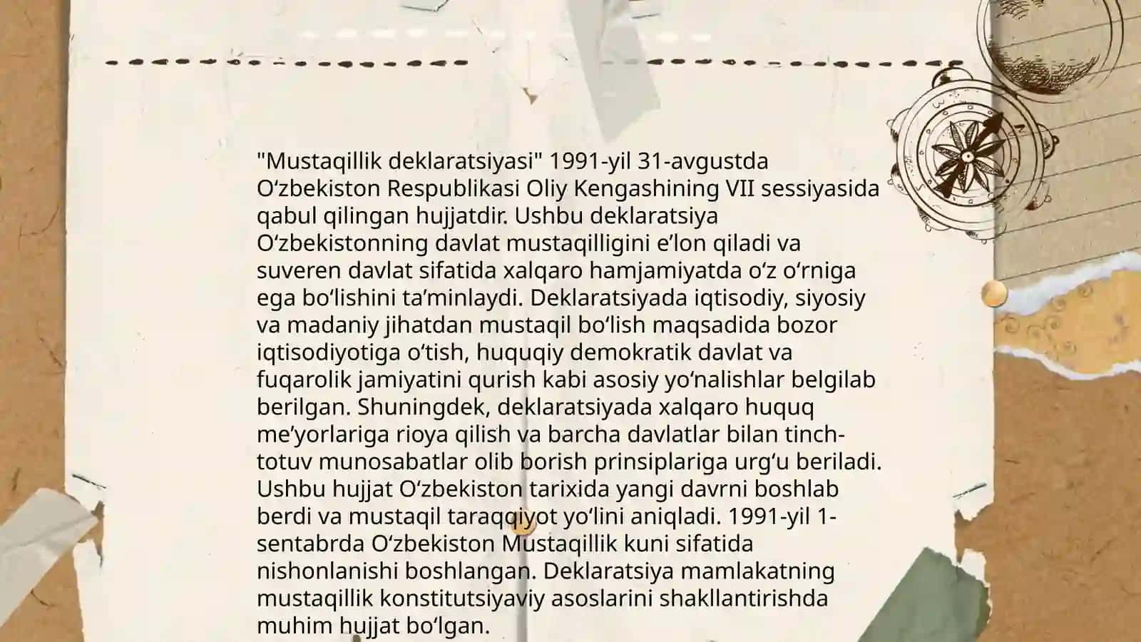 Mustaqil O'zbekiston Respublikasi tashkil topishining tarixiy ahamiyati 4