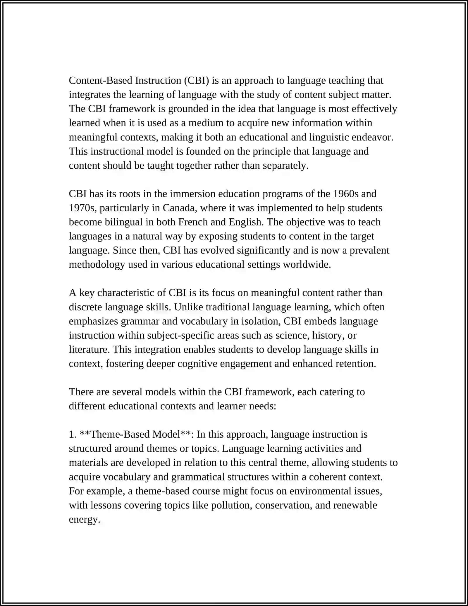 TEACHING COMPENSATORY COMPETENCE THROUGH CONTENT-BASED INSTRUCTION IN MIDDLE SCHOOL 4