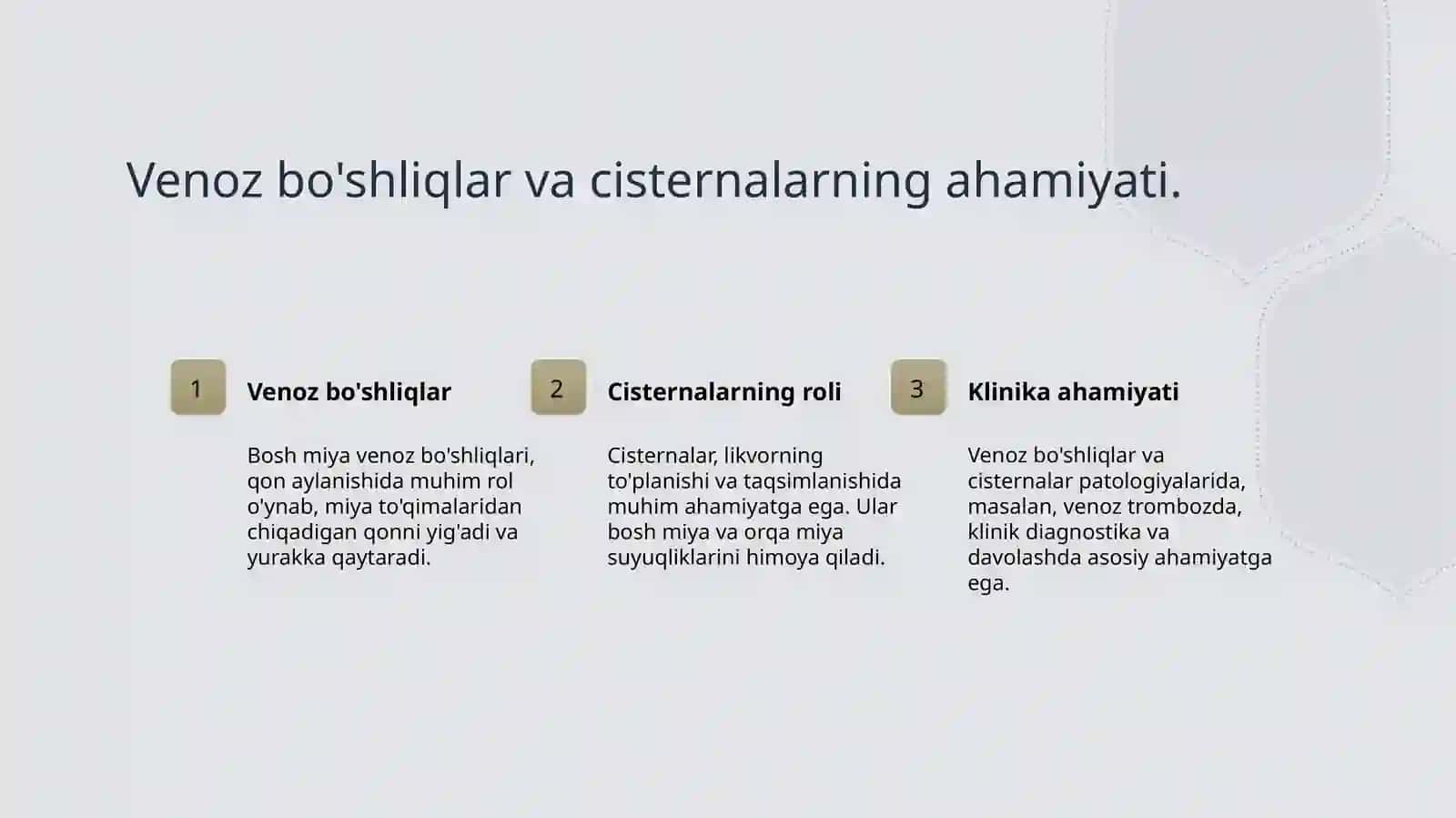Bosh miya pardalarining vena boʻshliqlari va sesternalari 4