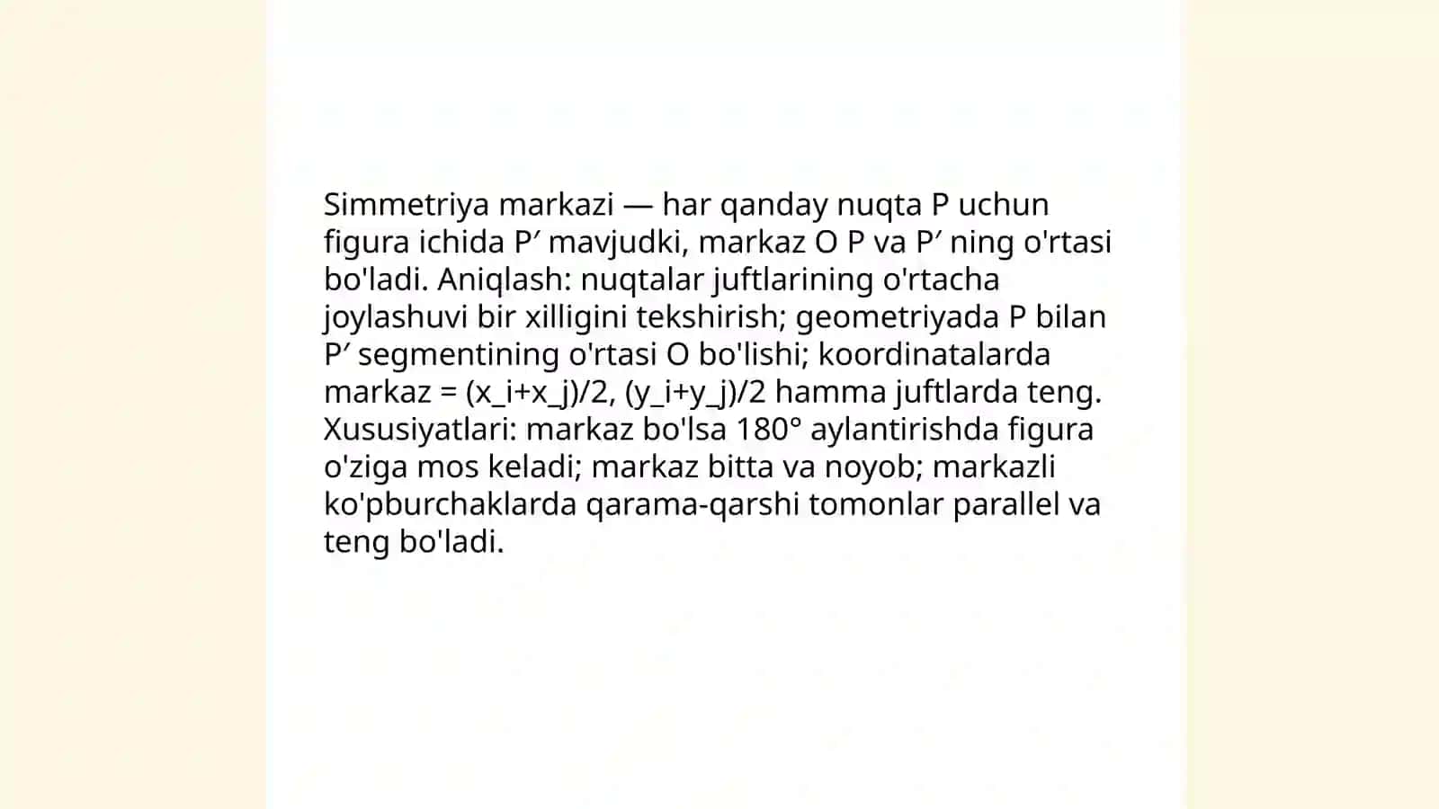 Markaziy simmetriya mavzusida Xoʻjamurodova Rayhona 4