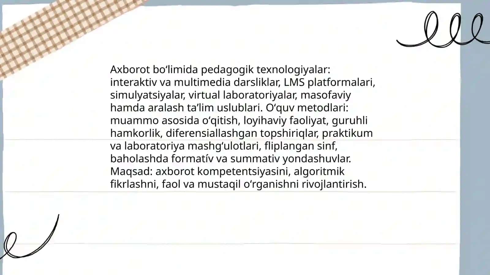 Axborot boʻlimini oʻqitish metodikasi 4