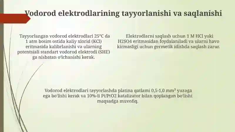 Vodorod elektrodi. Galvanik element haqida tushuncha 4