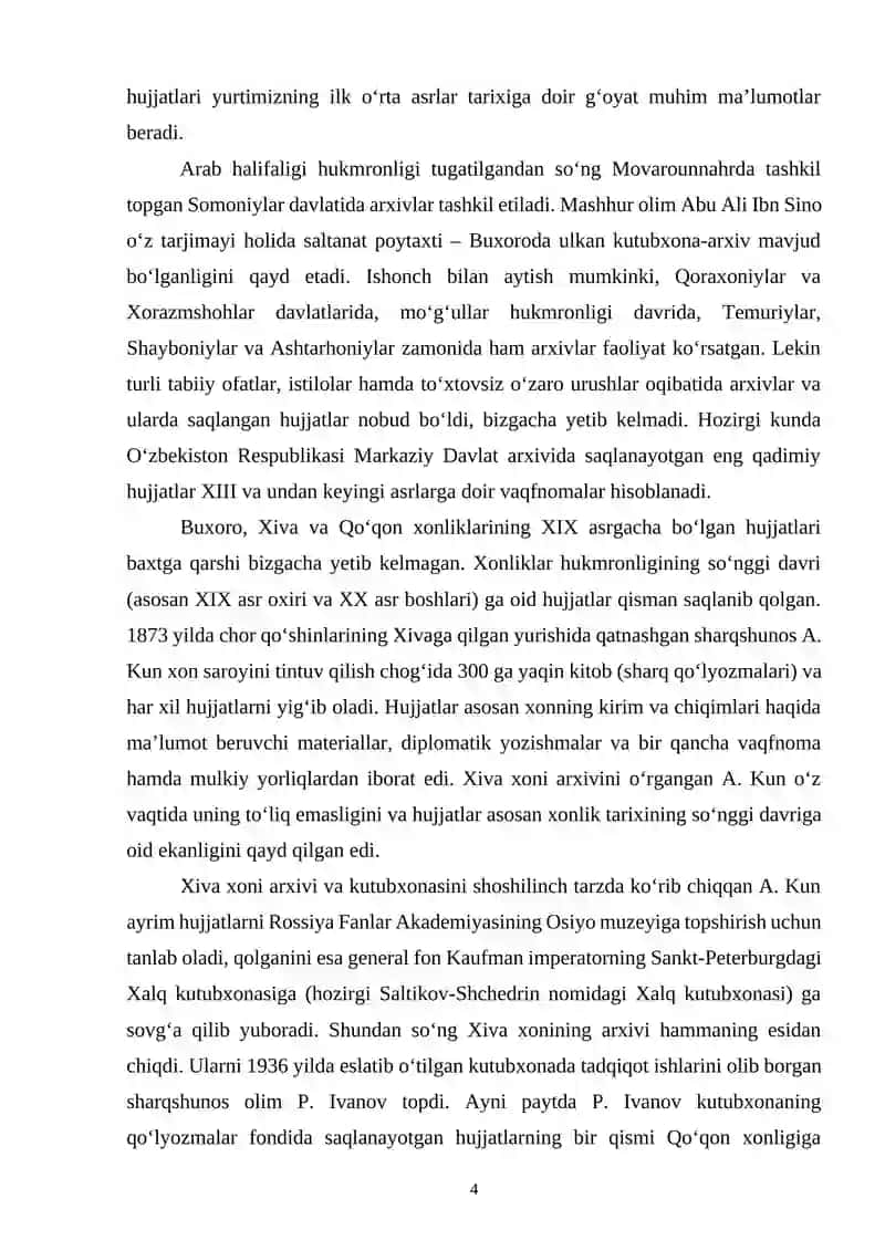 O‘zbekistonda arxiv ishini rivojlanish bosqichlari 4