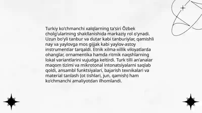 Õzbek xalq cholğularining shakillanishi 4