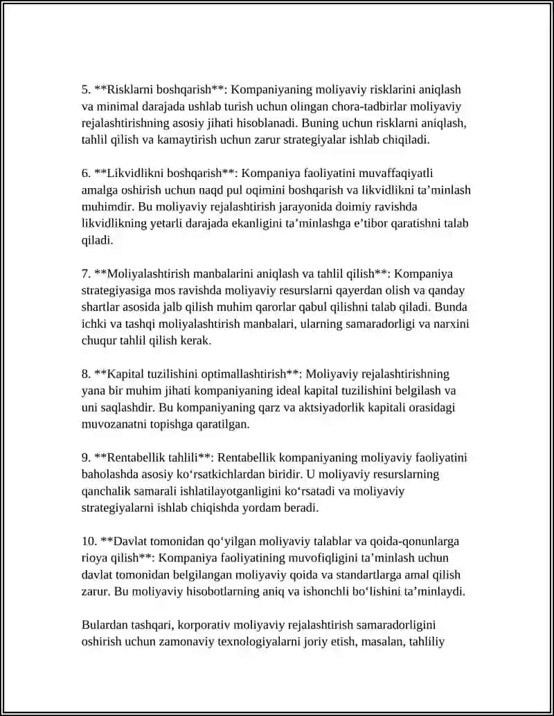 Korporativ moliyaviy rejalyashtirish 4