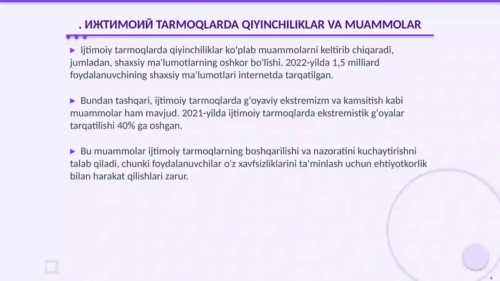 ИЖТИМОИЙ TARMOQLARDA AHBOROT XURUJLARI ВА ТАҲДИДЛАР 4