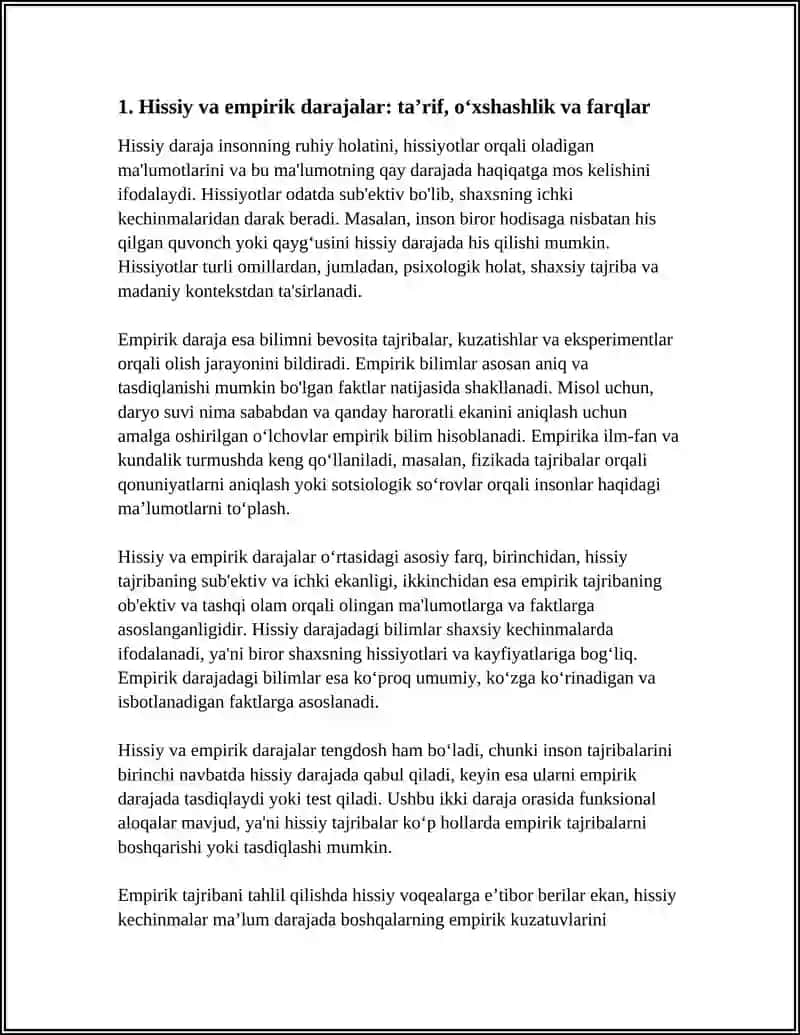 HISSIY, EMPIRIK, NAZARIY, MANTIQIY, INTUITIV BILAN DARAJALARNING O'ZARO ALOQASI VA FARQI 4
