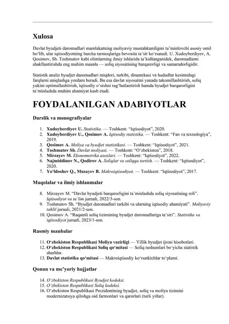 DAVLAT BYUDJETI DAROMADLARI VA STATISTIKASI 4